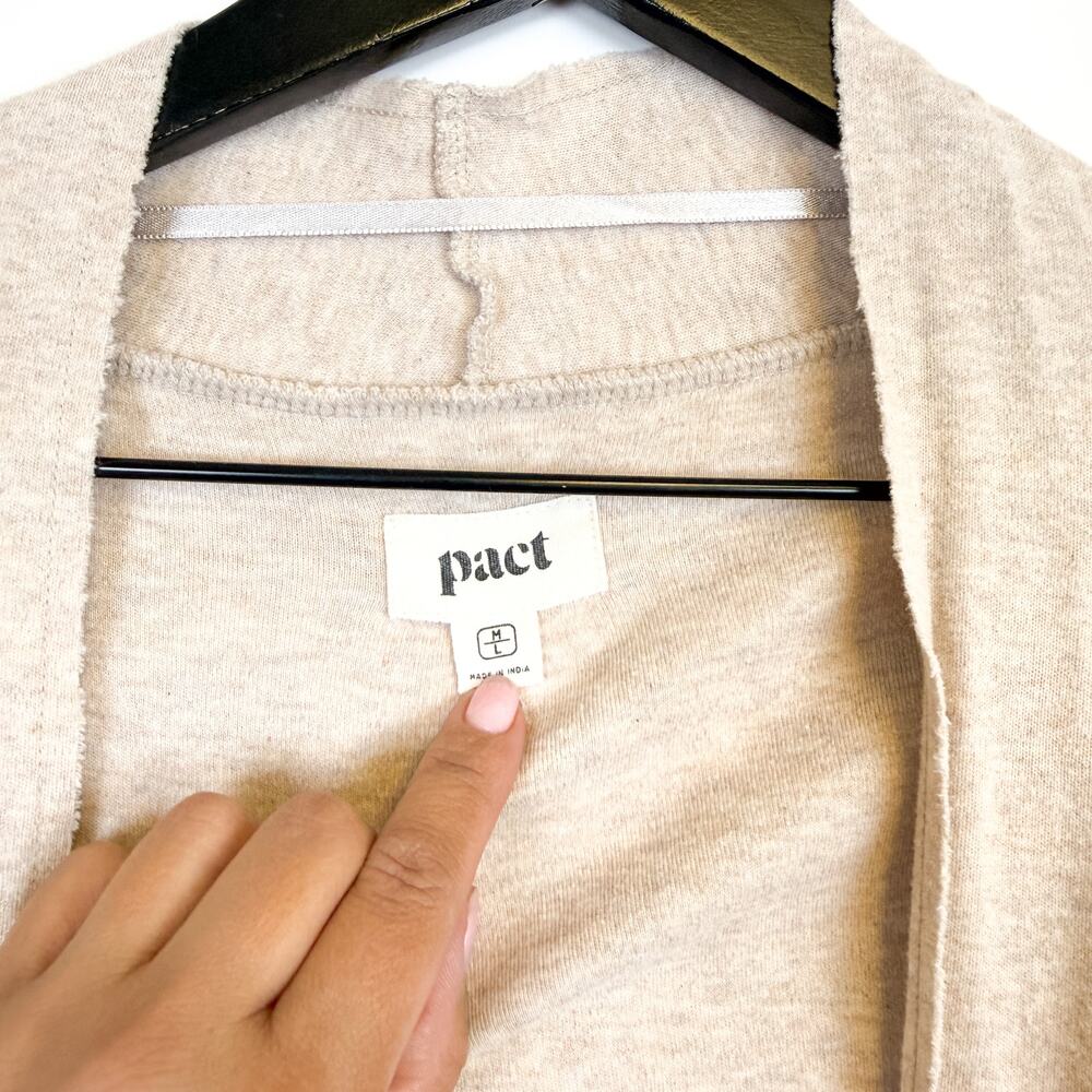 Pact Organic Cotton Womens Heather Wheat Cardigan Sweater Beige - M/L - Picture 3 of 9